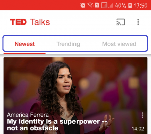 Captura de tela do aplicativo do TED Talks