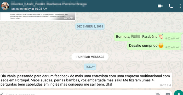 Entrevista em inglês, resultado do curso Fluência Descomplicada