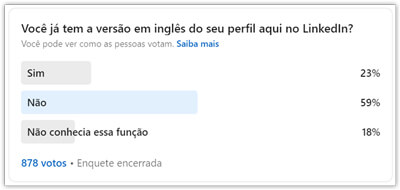 Enquete perfil em inglês no LinkedIn