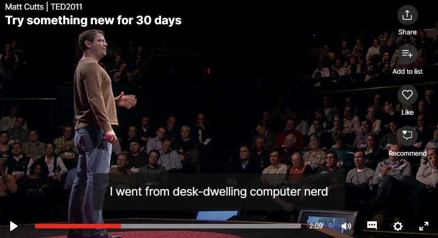 Palestra TED "Try something new for 30 days", de Matt Cutts