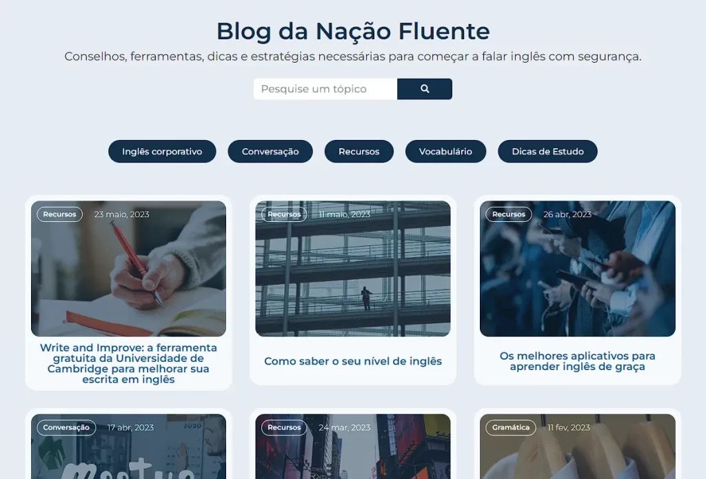 Blog da Nação Fluente, uma ótima opção entre os blogs para aprender inglês